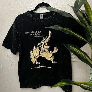 Black Graphic Tee with Gold Print